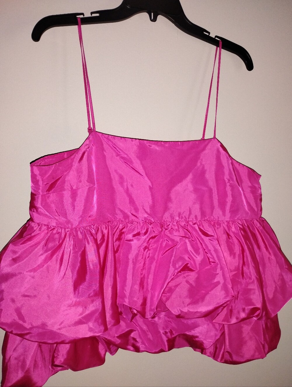 A New Day Pink Barbiecore Taffeta Spaghetti Strap Bubble Top Large